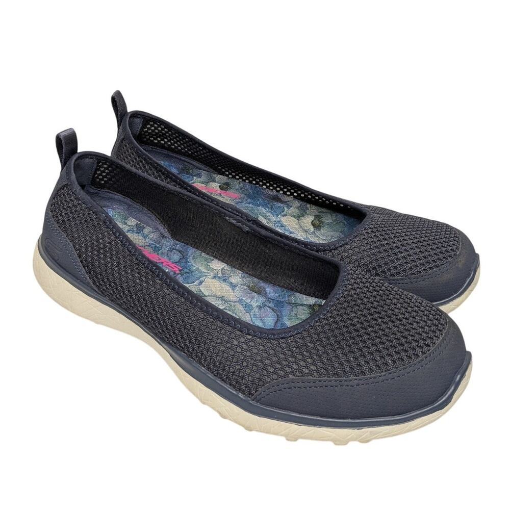 Skechers Microburst Sudden Look Slip On Sneakers Shoes Navy Blue Women Size 8.5